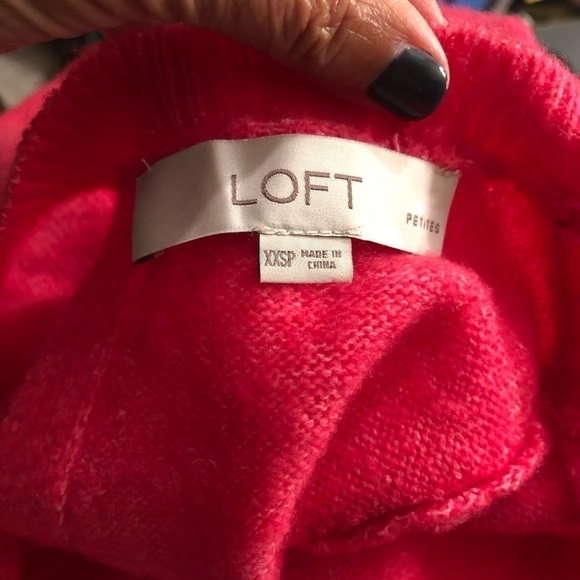 LOFT Crossover Bar Back Sweater Bright Pink XXSP - Picture 6 of 7